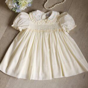 Yellow Smocked Heirloom traditional Dress Sarah Louise Boutique 6 Months